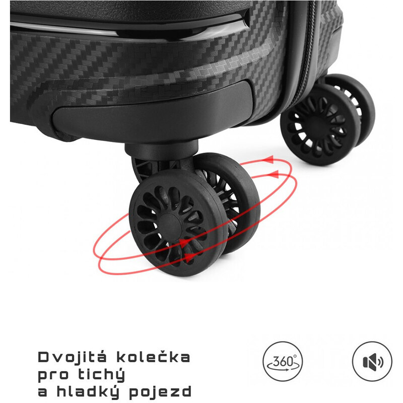 Kono K2091L Sada 3 kufry spinner 55cm 65cm 76cm Černý Polypropylen