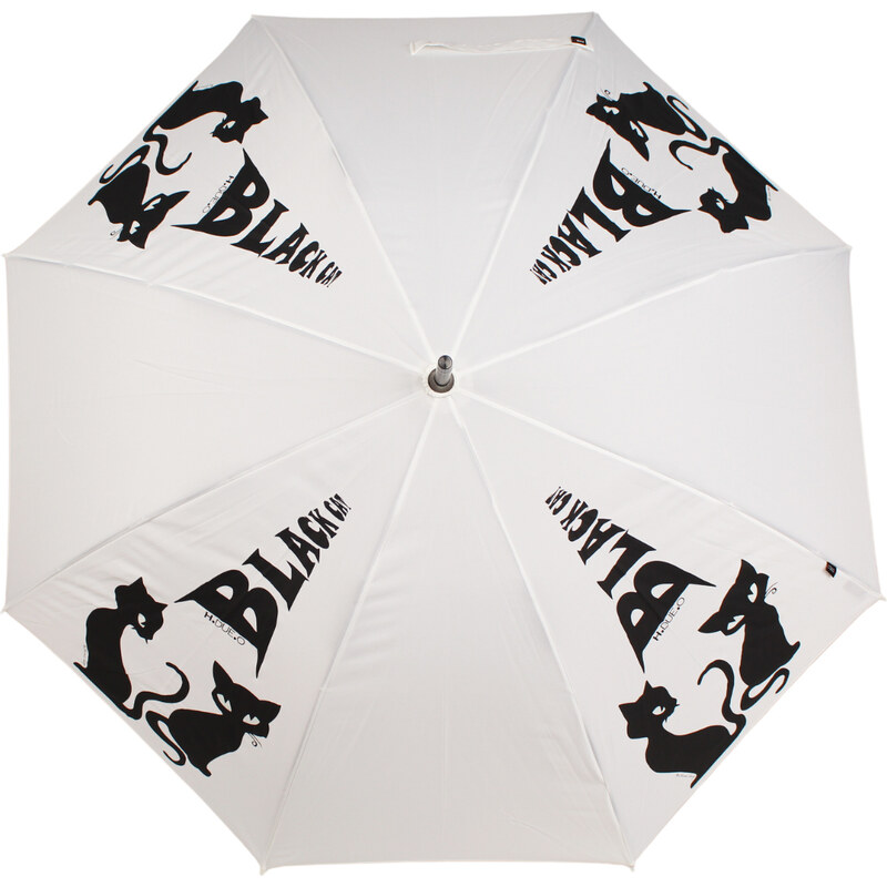 Luxusní dámský holový deštník H.DUE.O- Black Cat, bílá