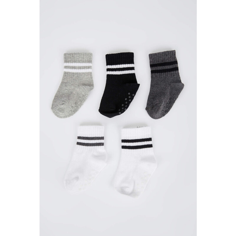 DEFACTO 5 Pack Long Socks For Baby Boys With Non-Slip Soles