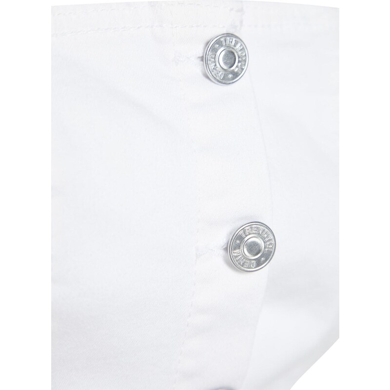 Trendyol bílé přední knoflíkové mini džínové šaty