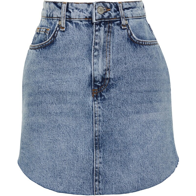 Trendyol Blue Asymmetrical High Waist Denim Skirt