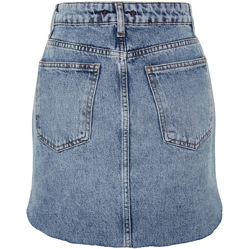 Trendyol Blue Asymmetrical High Waist Denim Skirt