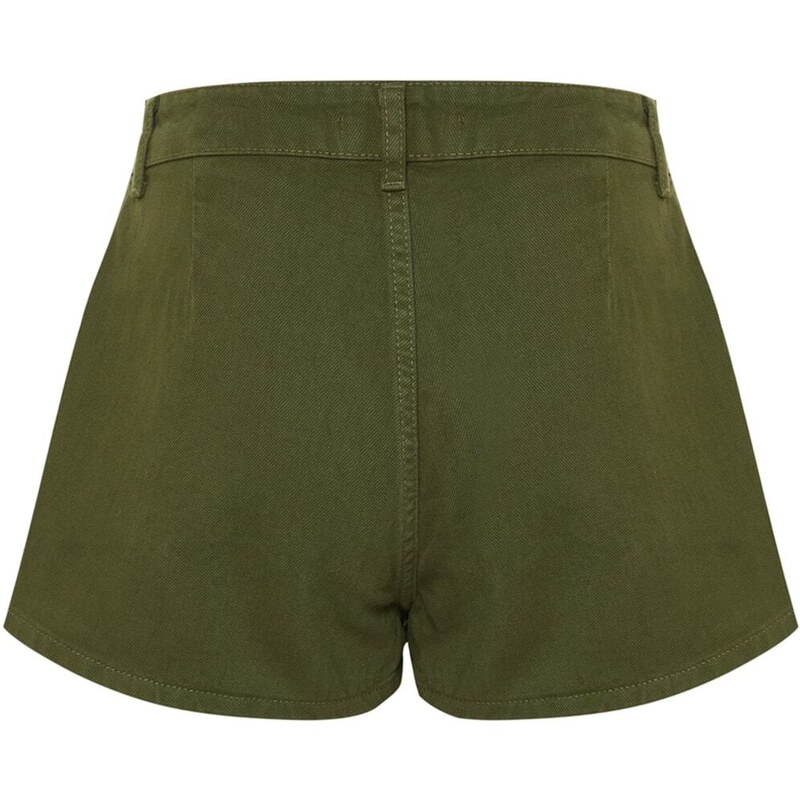 Trendyol Khaki Pleated Denim Shorts Skirt