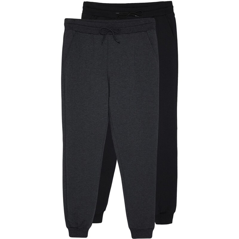 Trendyol Anthracite-Black Men's Basic Regular/Normal Fit Jogger 2-Pack Sweatpants