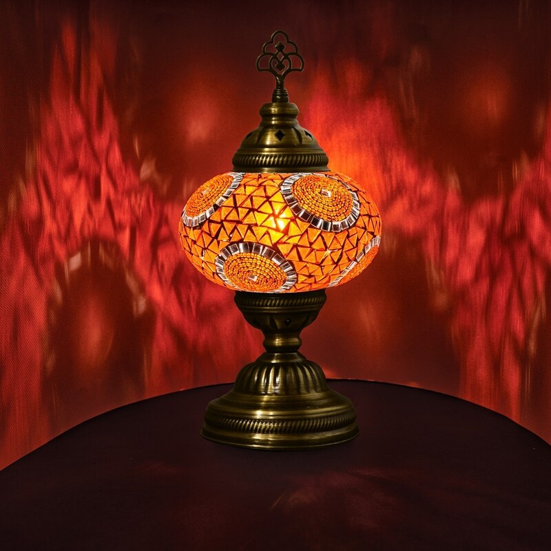 Krásy Orientu Orientální skleněná mozaiková stolní lampa Turuncu - ø skla 16 cm