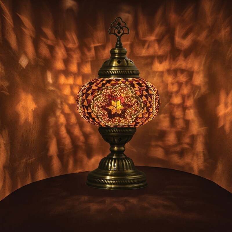 Krásy Orientu Orientální skleněná mozaiková stolní lampa Dania - ø skla 16 cm