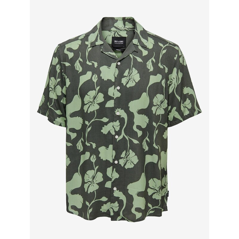 Zelená pánská vzorovaná košile s krátkým rukávem ONLY & SONS Dash - Pánské