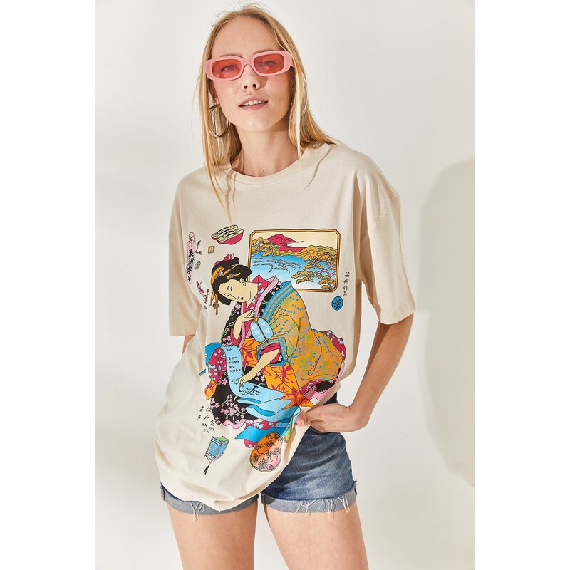 Olalook Stone Japanese Front Back Printed T-Shirt