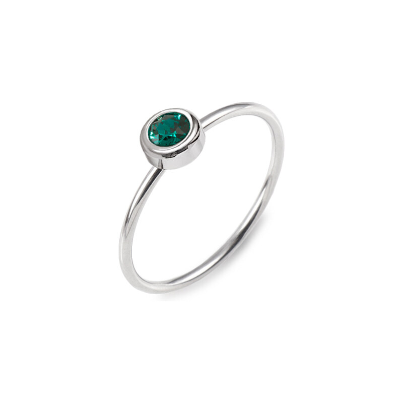 Jewellis ČR Jewellis ocelový minimalistický prsten s krystalem Swarovski - Emerald