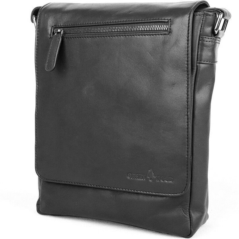 Středně velká pánská kožená crossbody taška GreenWood no. 6308 černá