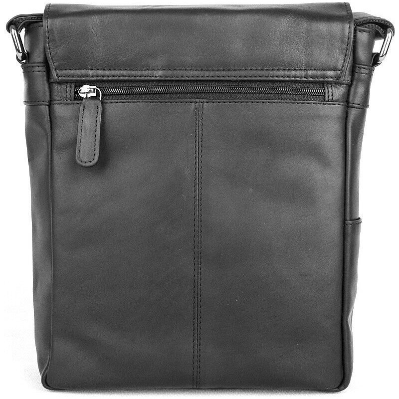 Středně velká pánská kožená crossbody taška GreenWood no. 6308 černá