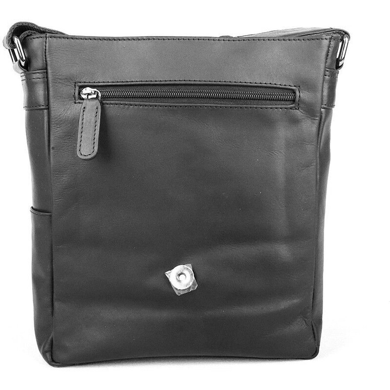 Středně velká pánská kožená crossbody taška GreenWood no. 6308 černá