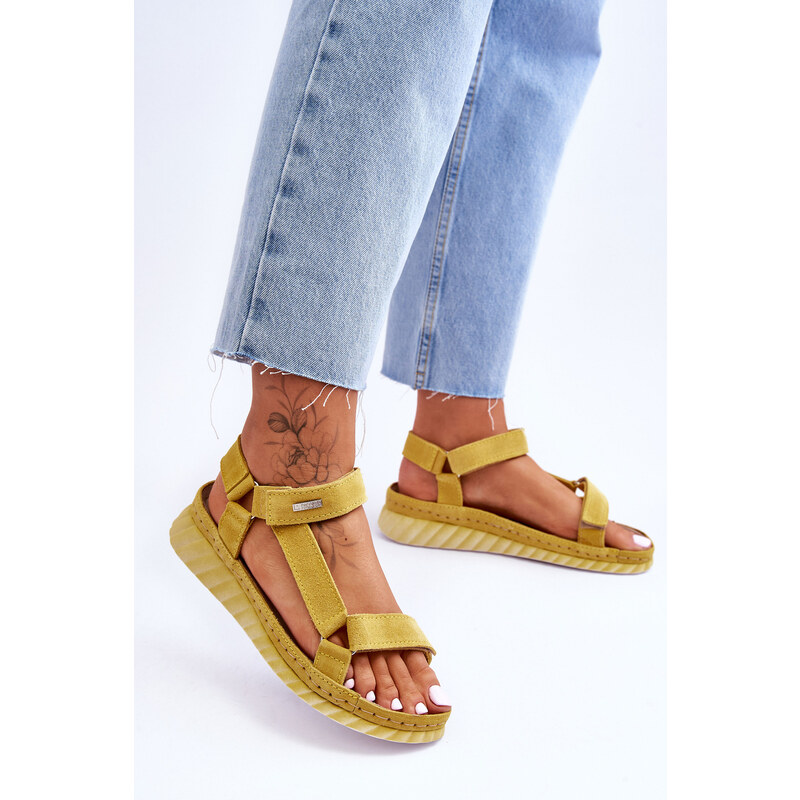 Botoshop Big Star semišové sandály na suchý zip LL276013 Žlutá