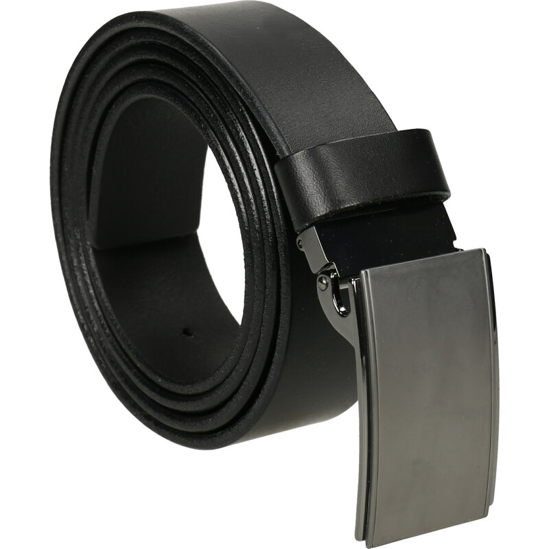 BAŤA Černý pánský kožený pásek s matnou sponou