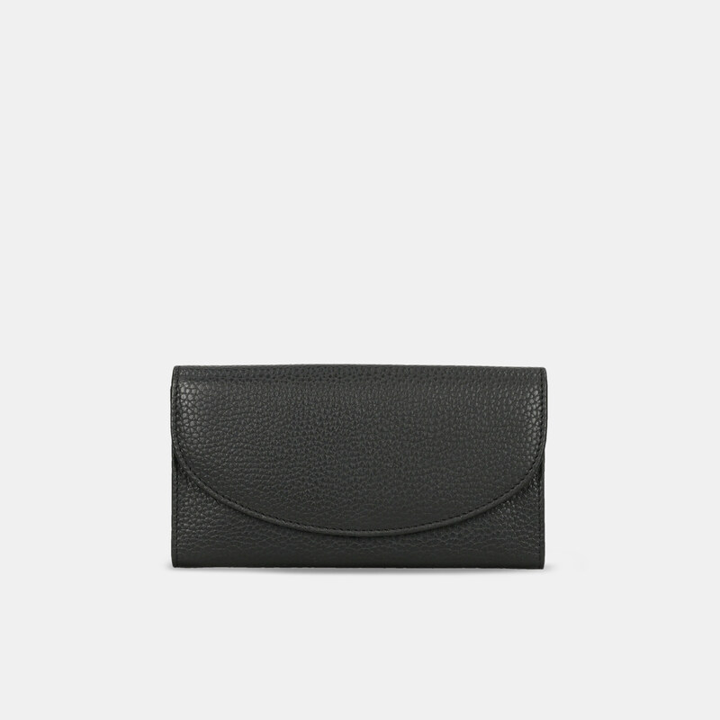 BAŤA Černá dámská kožená peněženka se zaoblenou klopou