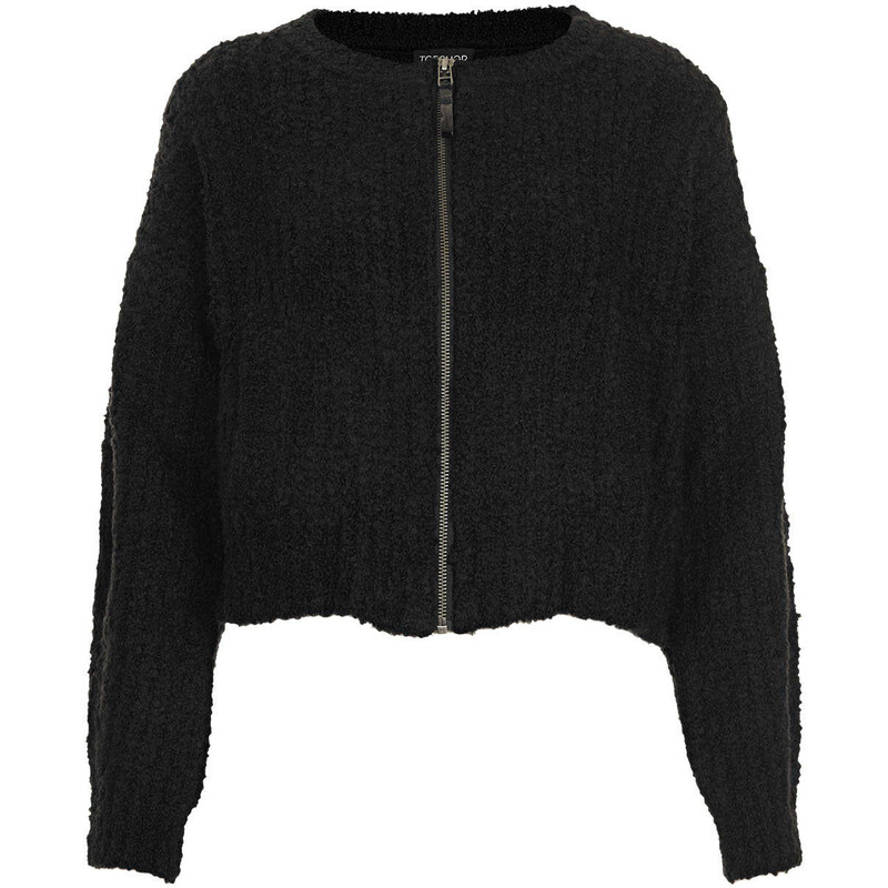 Topshop Knitted Boucle Bomber Cardi