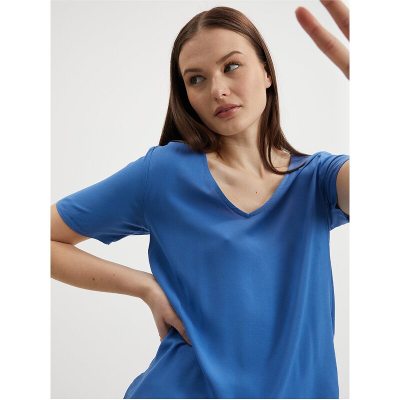 Modré dámské basic tričko VILA Paya - Dámské