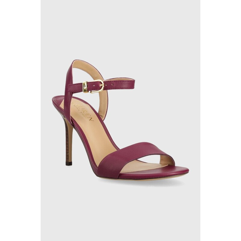 Kožené sandály Lauren Ralph Lauren Gwen fialová barva, 802836571004