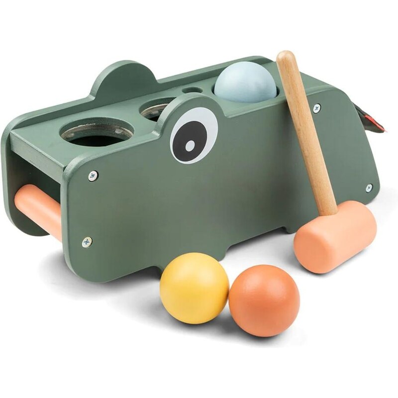 Zelená dřevěná zatloukací hračka Done by Deer Croco