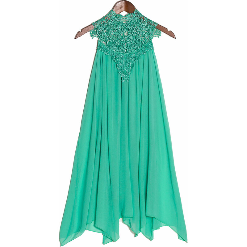 Dámské letní šaty s krajkou u krku - zelená - Uni (S-L)Glamorous by Glam