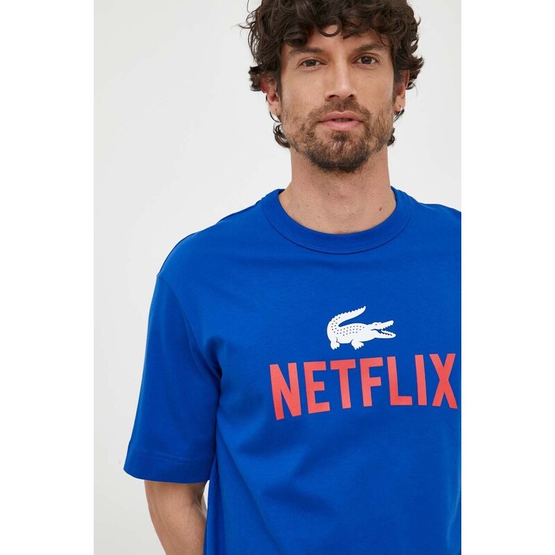 Bavlněné tričko Lacoste x Netflix TH7343-70V