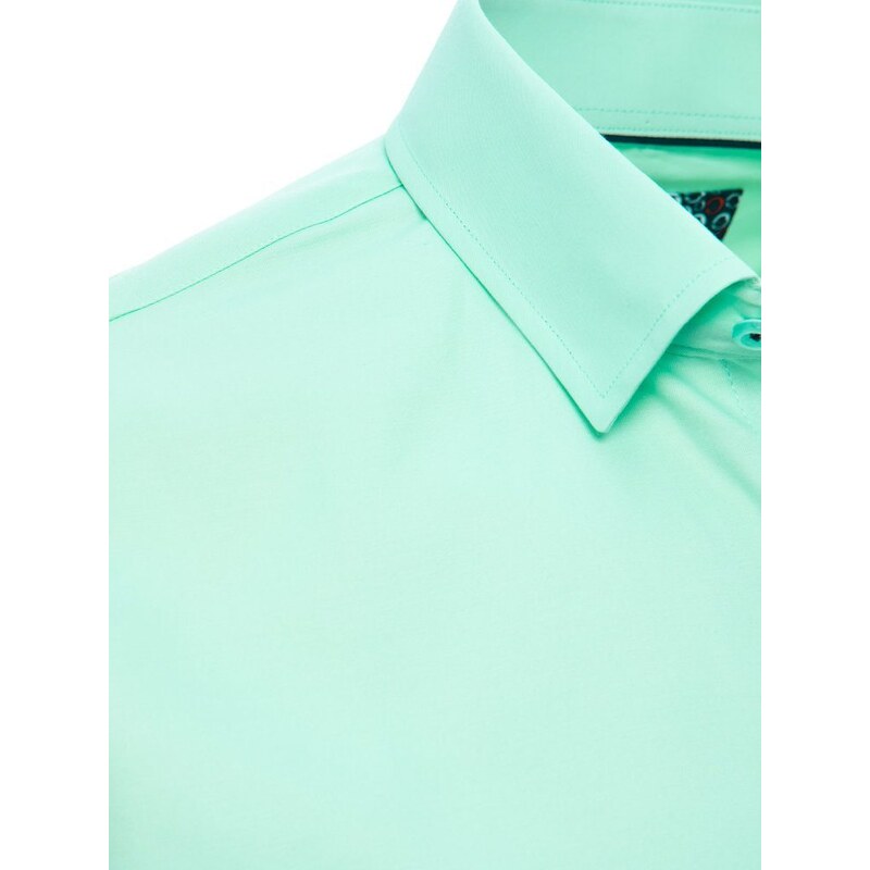 Buďchlap Módní mentolová jednobarevná košile s krátkým rukávem