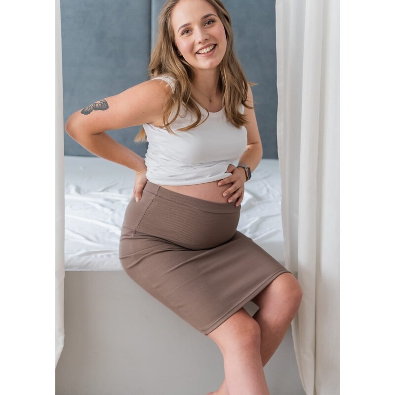 Těhotenská sukně Tummy cappuccino bavlněná
