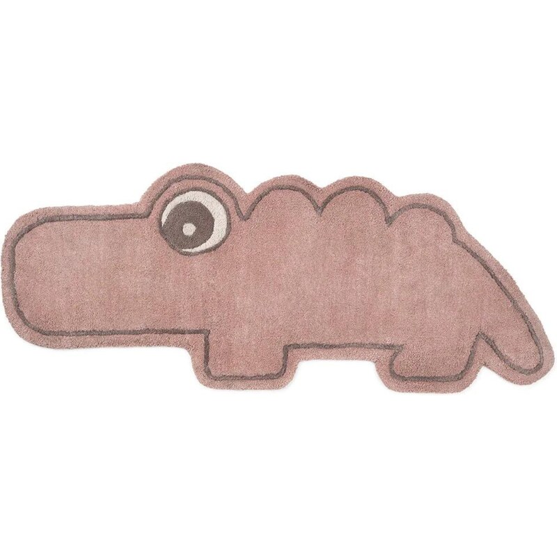 Růžový bavlněný koberec ve tvaru krokodýla Done by Deer Croco