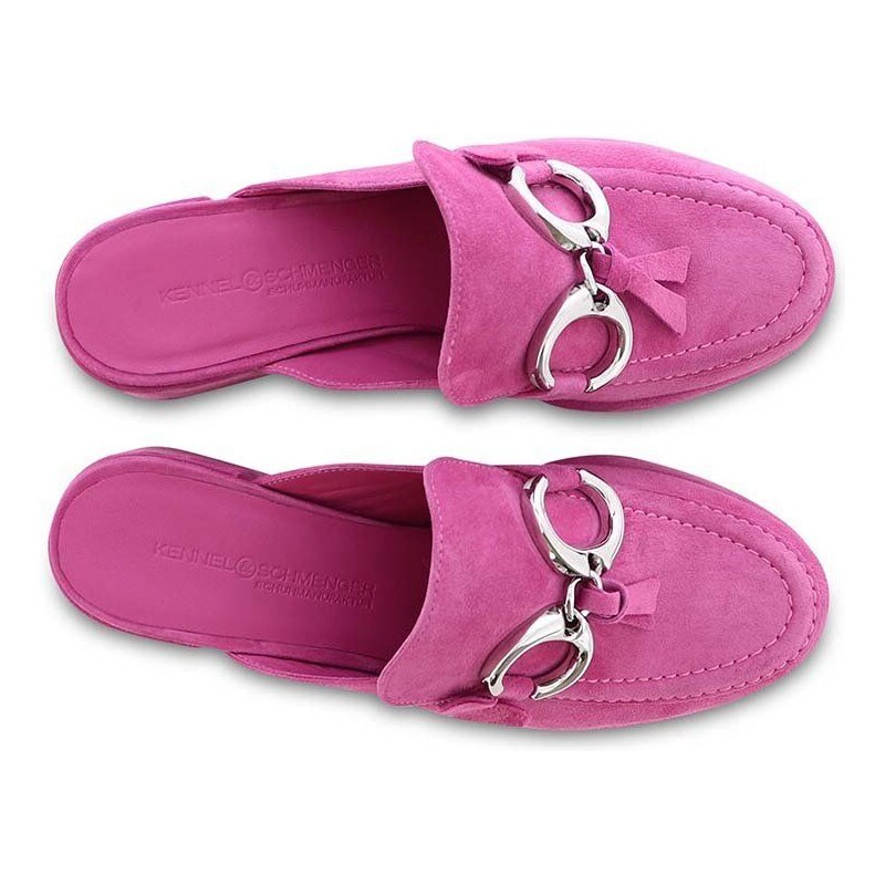 Semišové pantofle Kennel & Schmenger Ira dámské, růžová barva, na podpatku, 91-44530