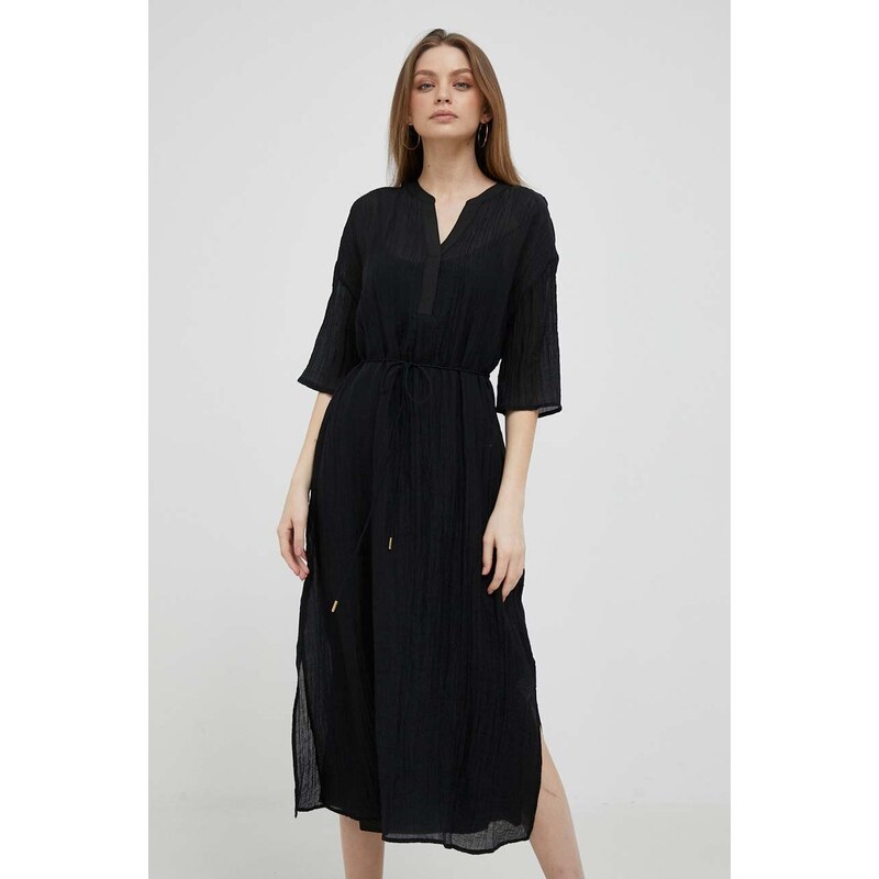 Šaty Dkny černá barva, midi, oversize