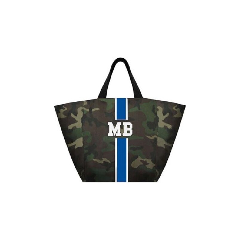 Mia Bag - Maskáčová taška / shopper XL - modrý pás