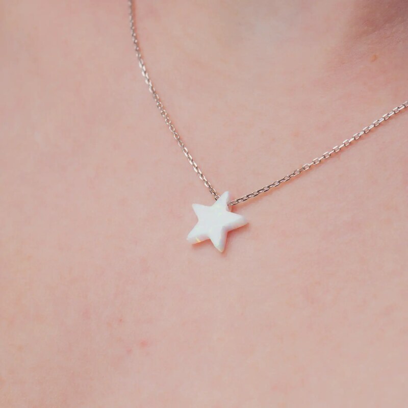 SilveAmo Stříbrný náhrdelník Hvězda z opálu
