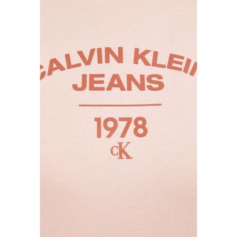 Mikina Calvin Klein Jeans dámská, růžová barva, s potiskem