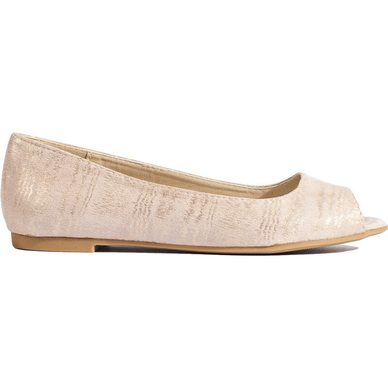 GOODIN Women's ballerinas with open nose beige and gold Shelvt