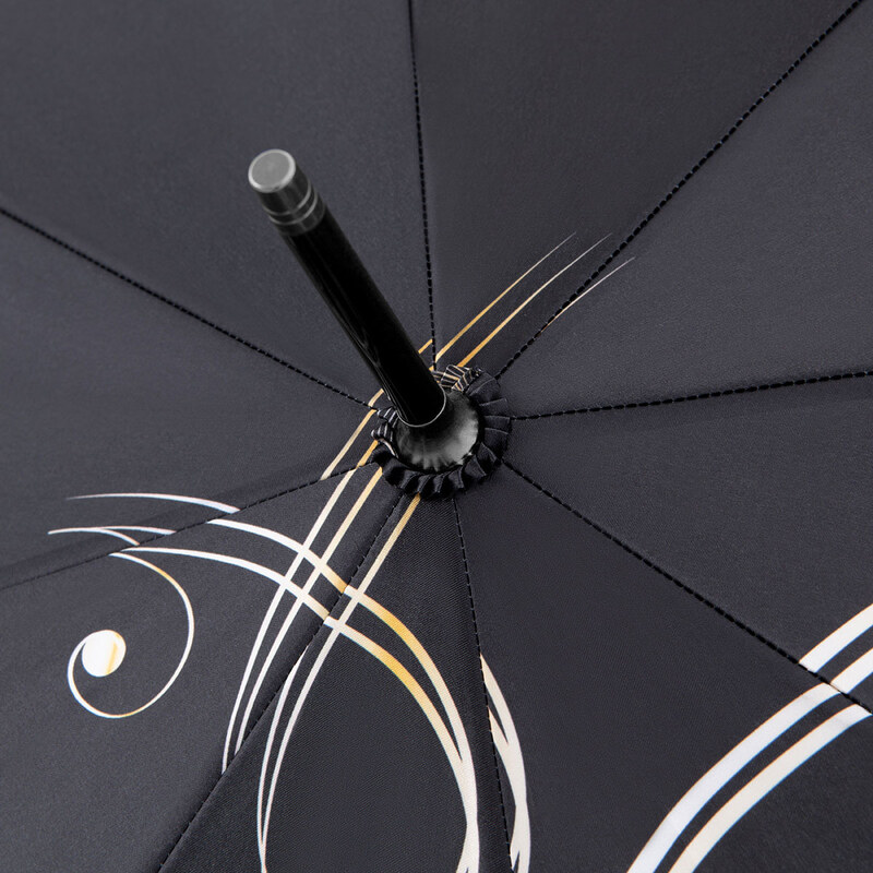 Doppler Fiber Flex AC Golden Flower - dámský holový vystřelovací deštník černá