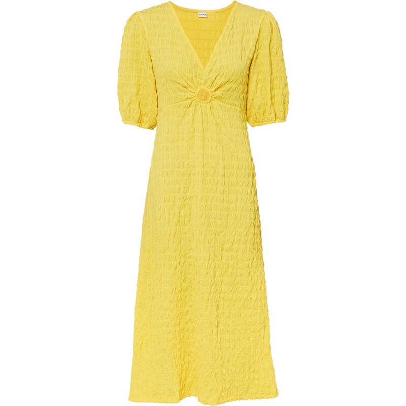bonprix Úpletové šaty z materiálu seersucker Žlutá