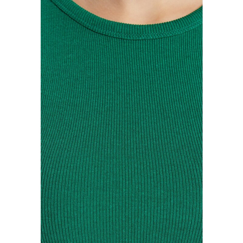 Trendyol Navy Blue-Green 2-Pack Fitted Crop Barbell Neck Ribbed Knitted Undershirt