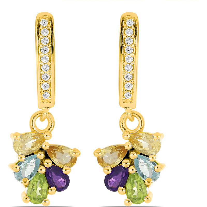 Carlo Romani STŘÍBRNÉ NÁUŠNICE OLIVIE - MULTICOLOR (POZLACENÉ) 82462214