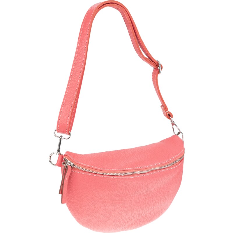 Růžová kožená italská crossbody kabelka Reni Grande Rosa