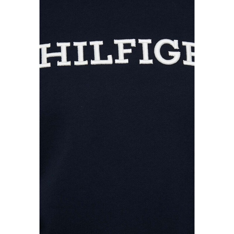 Bavlněná mikina Tommy Hilfiger dámská, tmavomodrá barva, s aplikací