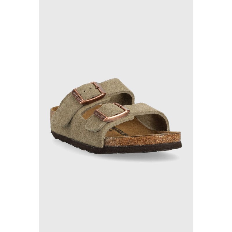 Dětské semišové pantofle Birkenstock béžová barva