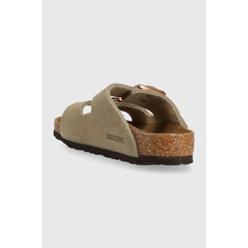 Dětské semišové pantofle Birkenstock béžová barva