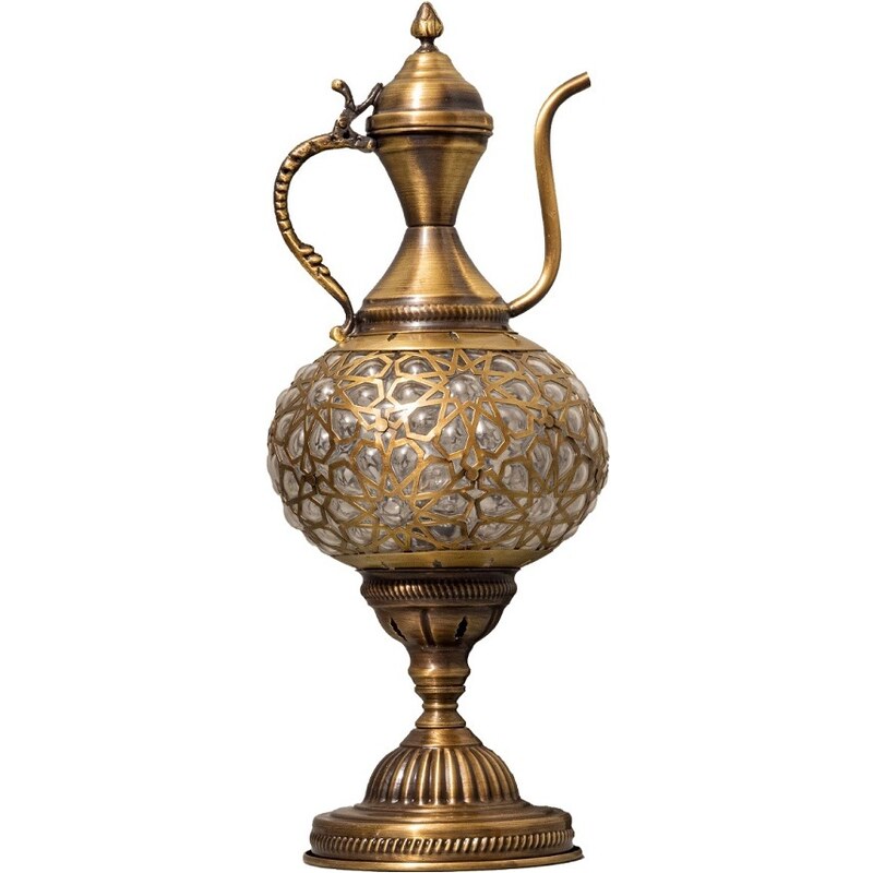 Krásy Orientu Orientální stolní lampa z foukaného skla Melek - Karafa - ø skla 16 cm