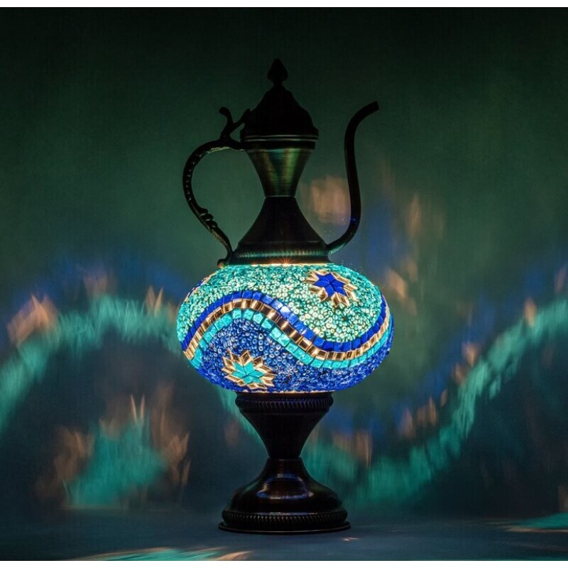 Krásy Orientu Orientální skleněná mozaiková stolní lampa Lalam - Karafa - ø skla 16 cm