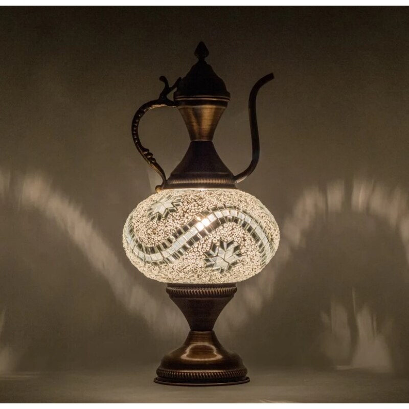 Krásy Orientu Orientální skleněná mozaiková stolní lampa Miray - Karafa - ø skla 16 cm