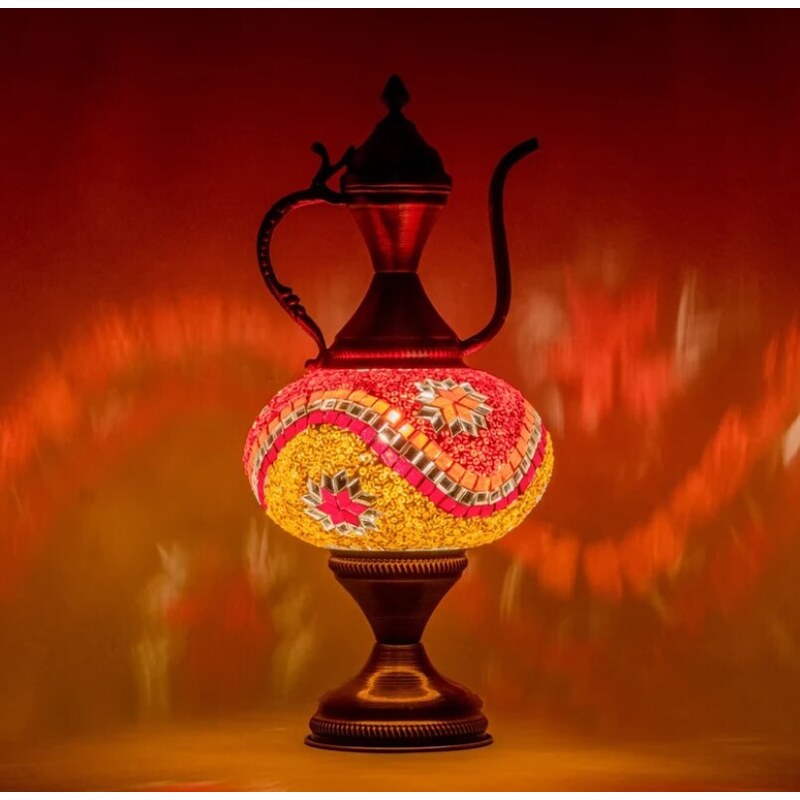 Krásy Orientu Orientální skleněná mozaiková stolní lampa Daliah - Karafa - ø skla 16 cm