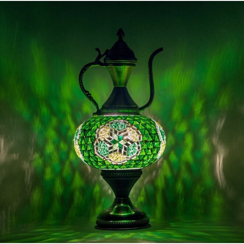 Krásy Orientu Orientální skleněná mozaiková stolní lampa Beyza - Karafa - ø skla 16 cm