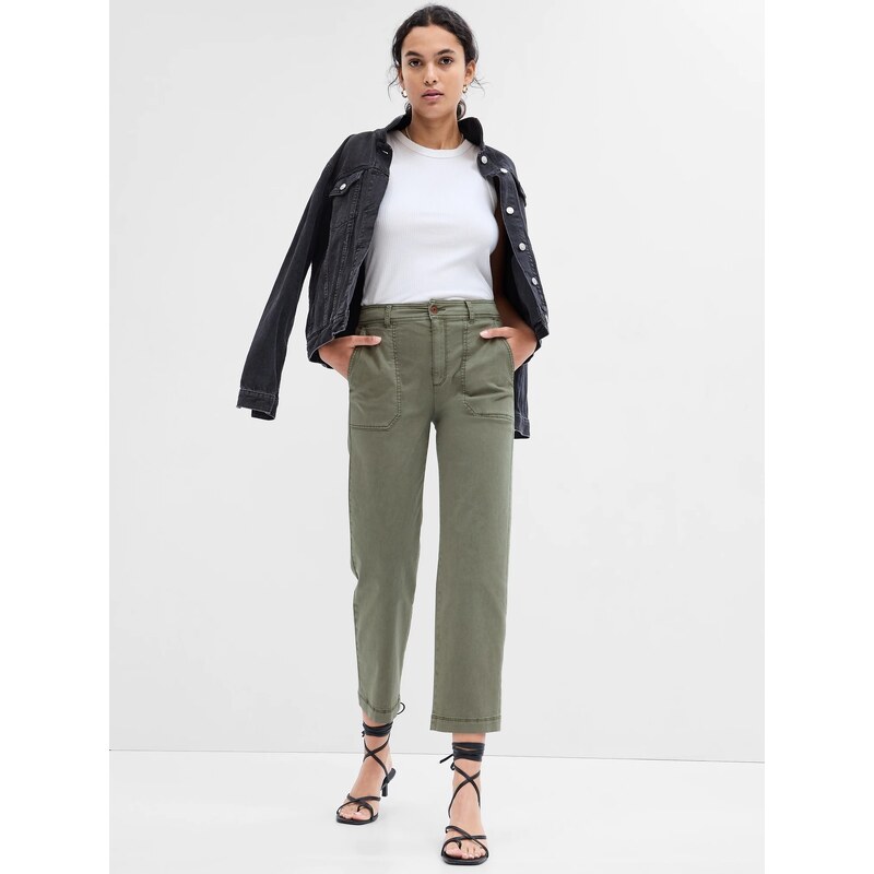 GAP Kalhoty girlfriend khaki high rise - Dámské 110277241