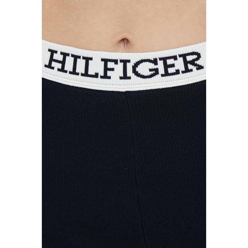 Kraťasy Tommy Hilfiger dámské, tmavomodrá barva, hladké, high waist