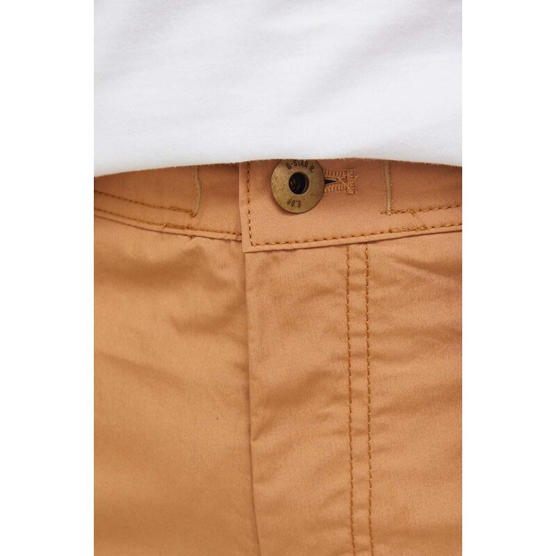 Bavlněné kalhoty G-Star Raw hnědá barva, jednoduché